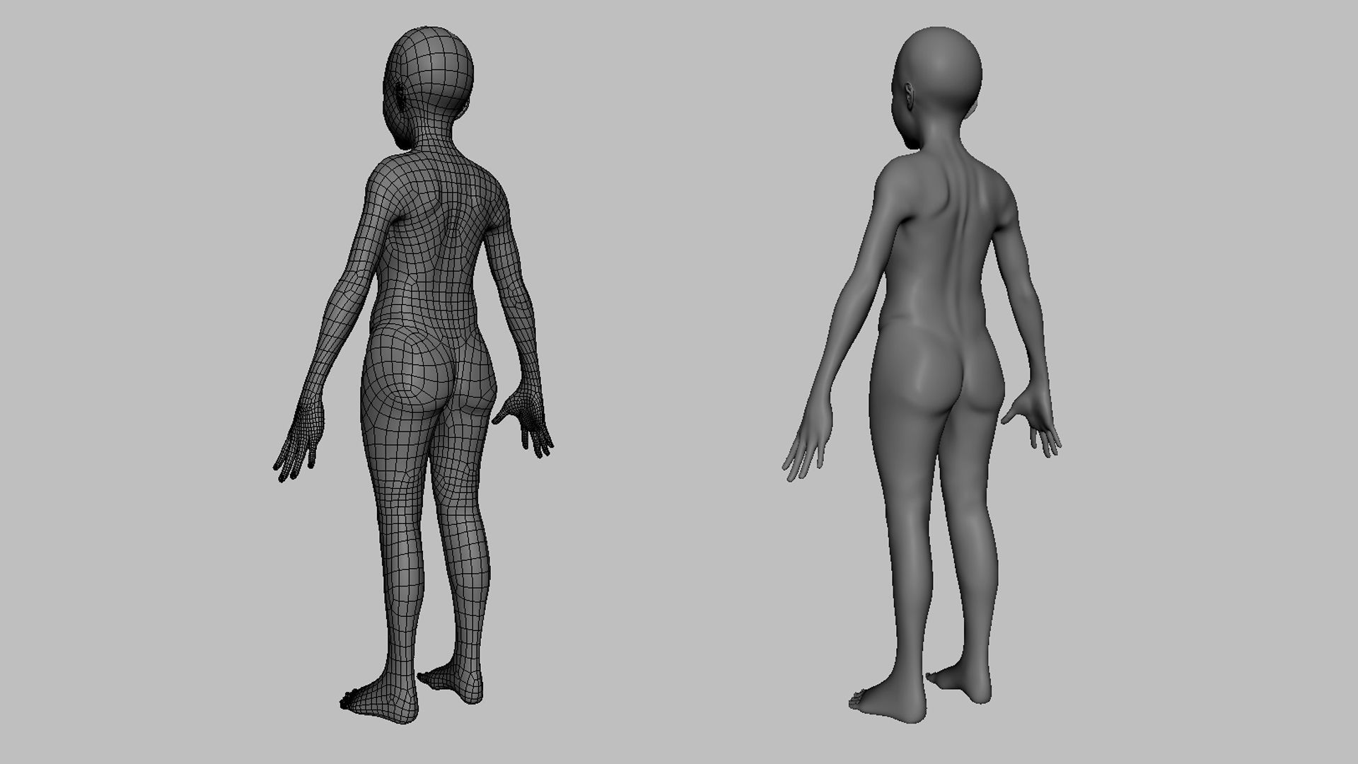 Girl Anatomy BaseMesh  Low-poly 3D model_6