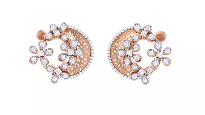 Wire Mesh Flowers High Jewelry Diamond Earrings 3dm stl renders