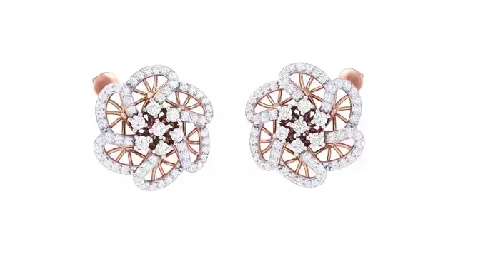 Ultra Vision Flower Wire Mesh High Jewelry Diamond Earrings 3dm 