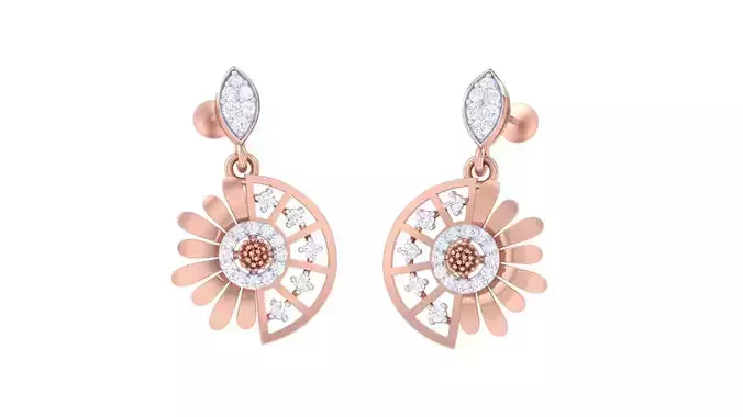Flower High Jewelry Diamond Earrings 3dm stl renders details 3D print model