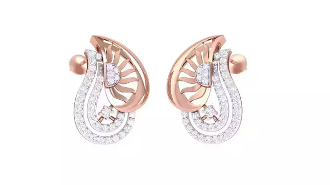 Flower High Jewelry Diamond Earrings 3dm stl renders details 3D print model