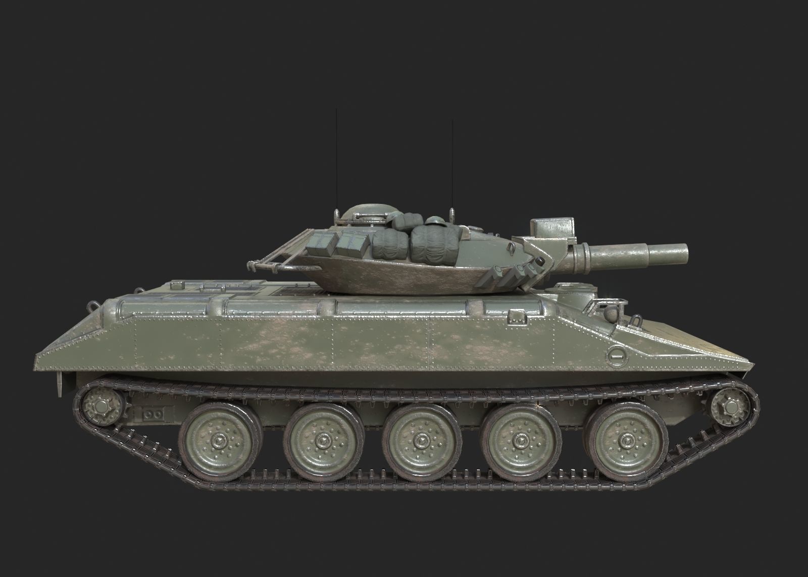 Vietnam War USA Army M551 Sheridan Light Tank Low-poly 3D model_5