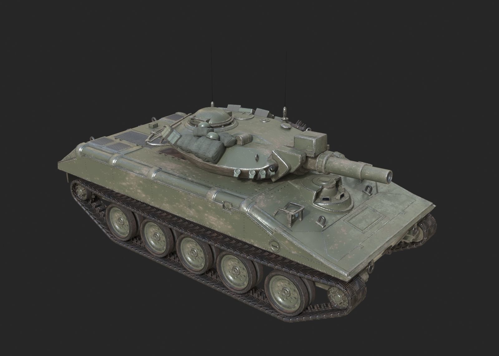 Vietnam War USA Army M551 Sheridan Light Tank Low-poly 3D model_3