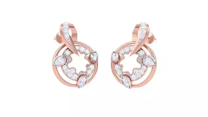 Flower High Jewelry Diamond Earrings 3dm stl renders details 3D print model