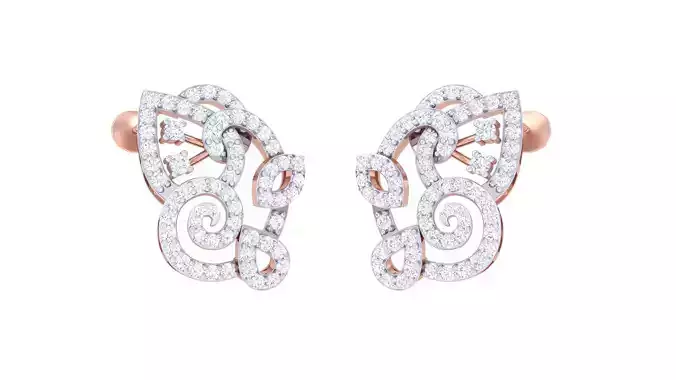 High Jewelry Diamond Earrings 3dm stl renders details
