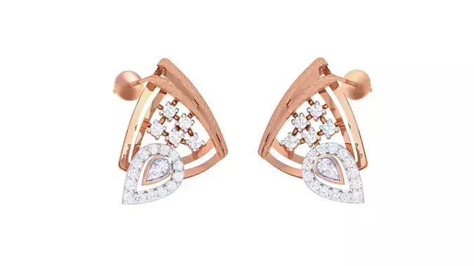 Leaves High Jewelry Diamond Earrings 3dm stl renders details