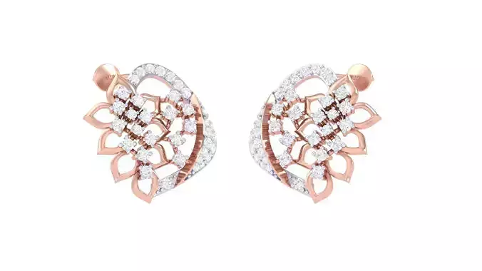 Flowers High Jewelry Diamond Earrings 3dm stl renders details