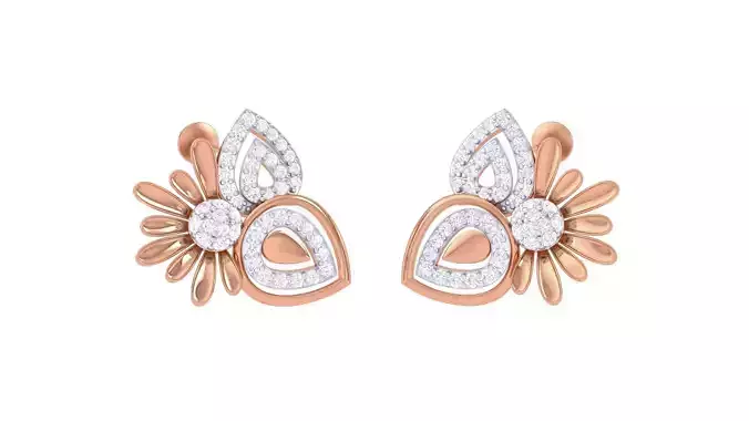 Flower High Jewelry Diamond Earrings 3dm stl renders details 3D print model