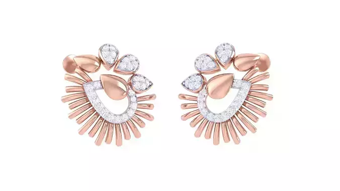 Flower High Jewelry Diamond Earrings 3dm stl renders details 3D print model