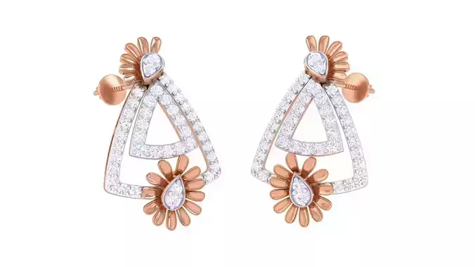 Flower High Jewelry Diamond Earrings 3dm stl renders details 3D print model