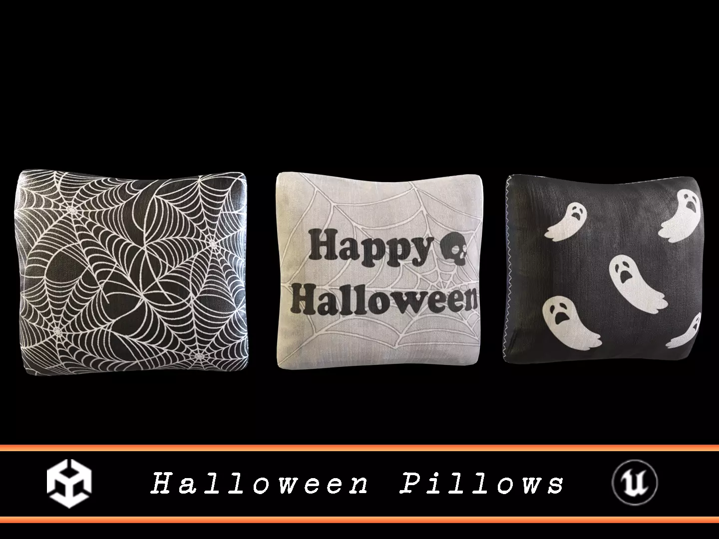 Halloween Pillows Decoration Low-poly 3D model_0