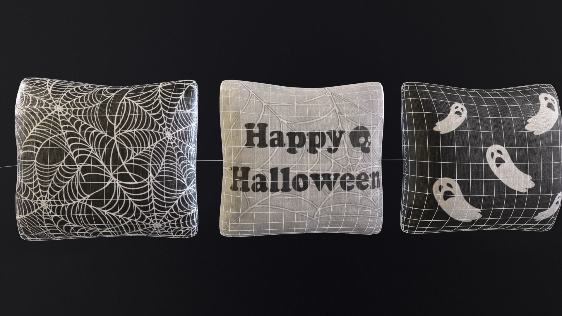 Halloween Pillows Decoration Low-poly 3D model_7
