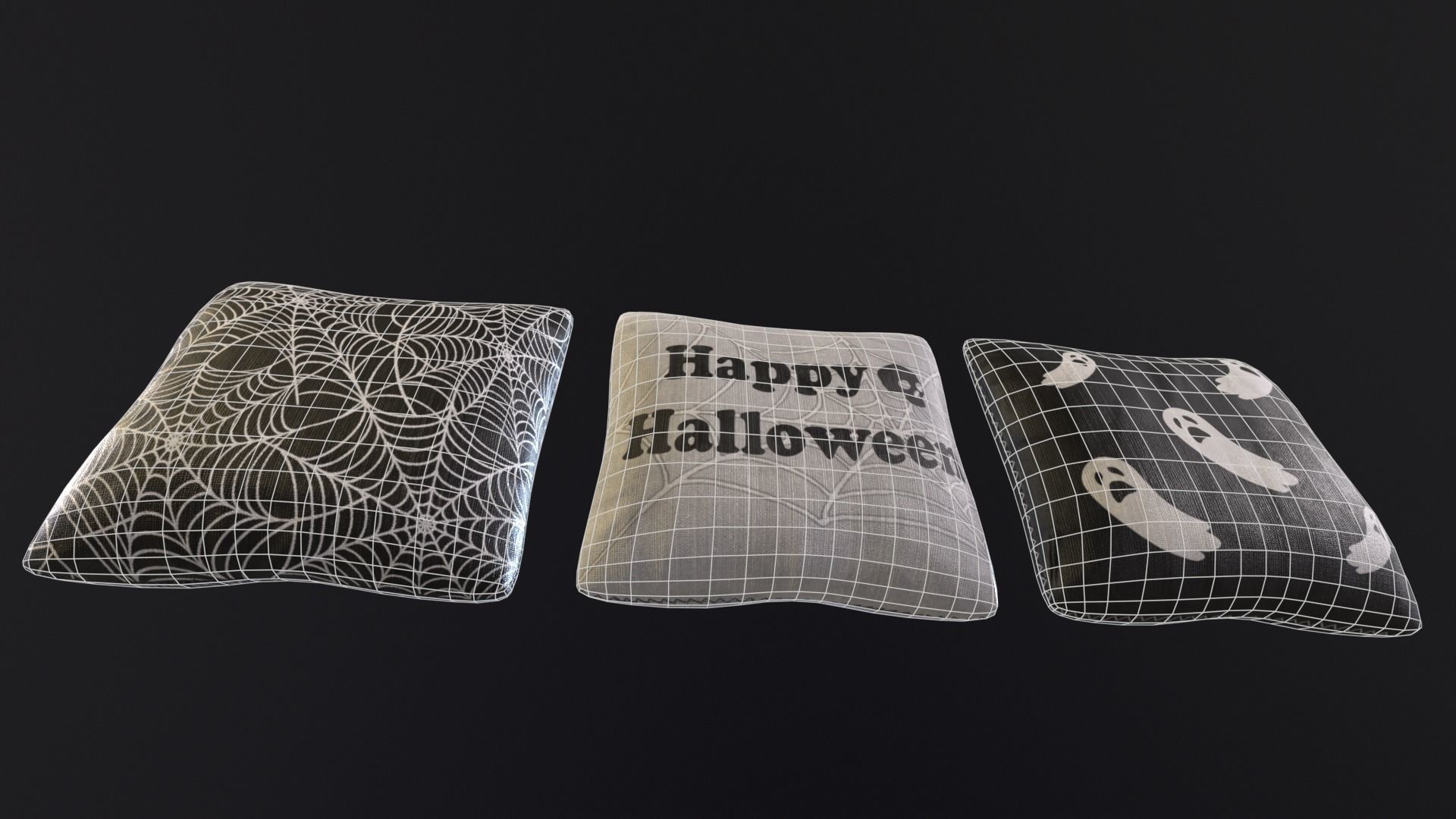 Halloween Pillows Decoration Low-poly 3D model_9