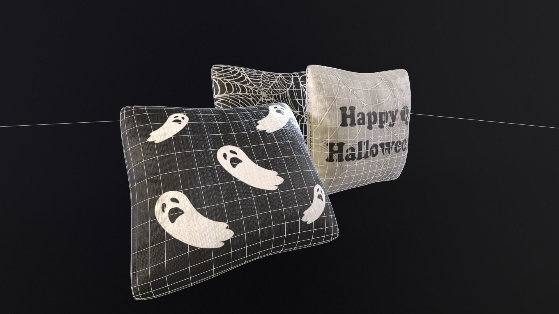Halloween Pillows Decoration Low-poly 3D model_21