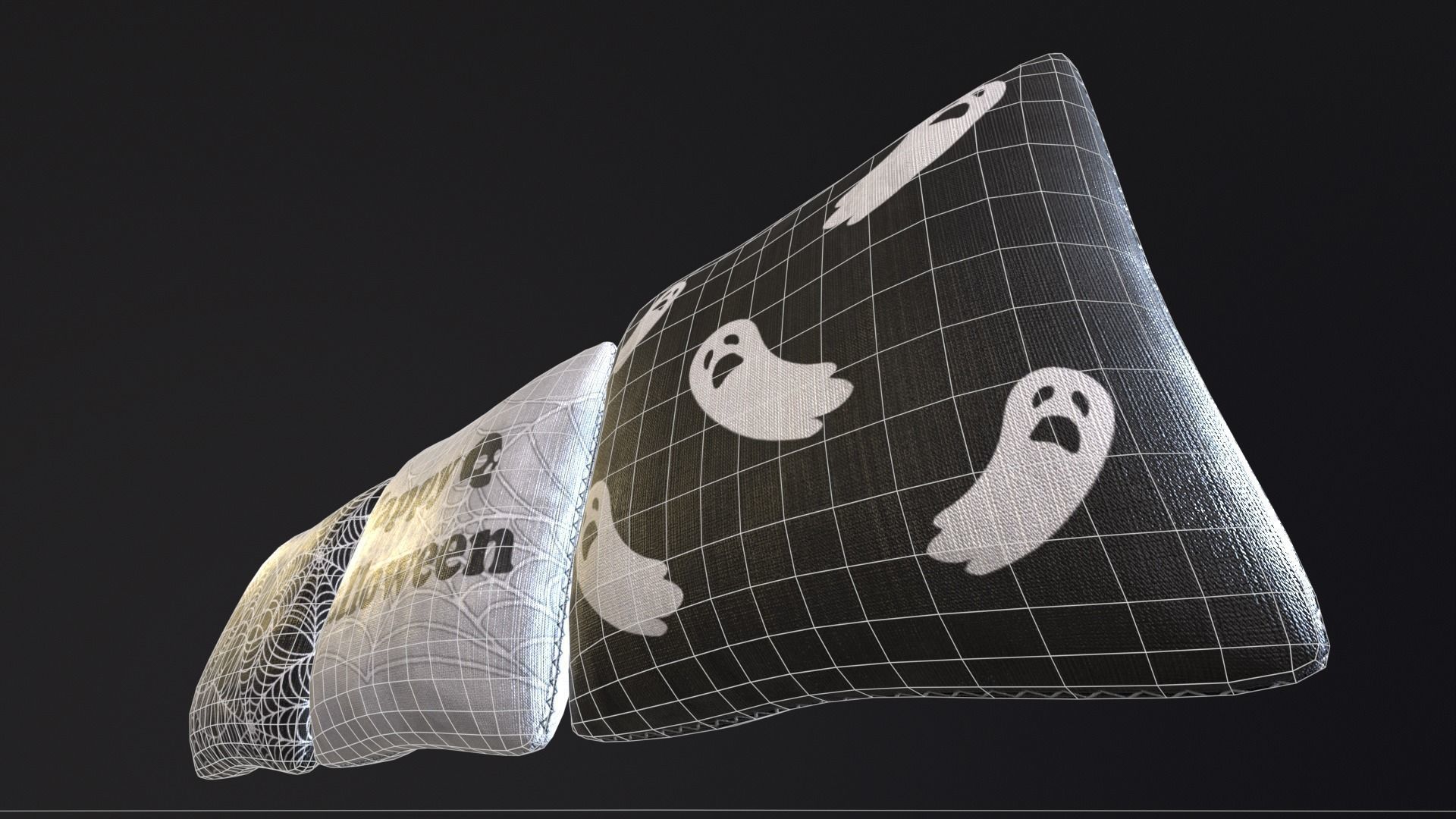 Halloween Pillows Decoration Low-poly 3D model_11