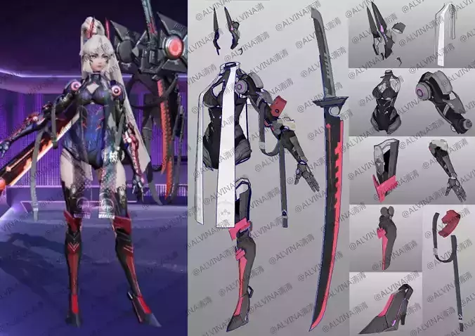 MOBA-Demon knit girl Armor - DIY Cosplay Pepakura Foam Template