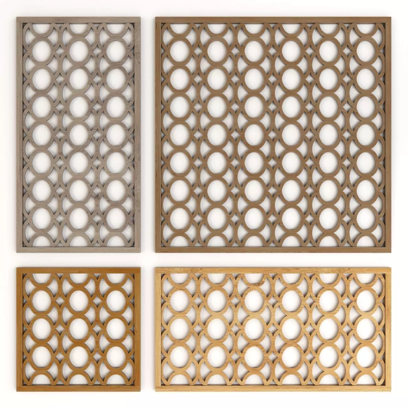 Wood Arabic Islamic pattern decorative grill screen 3D model_0