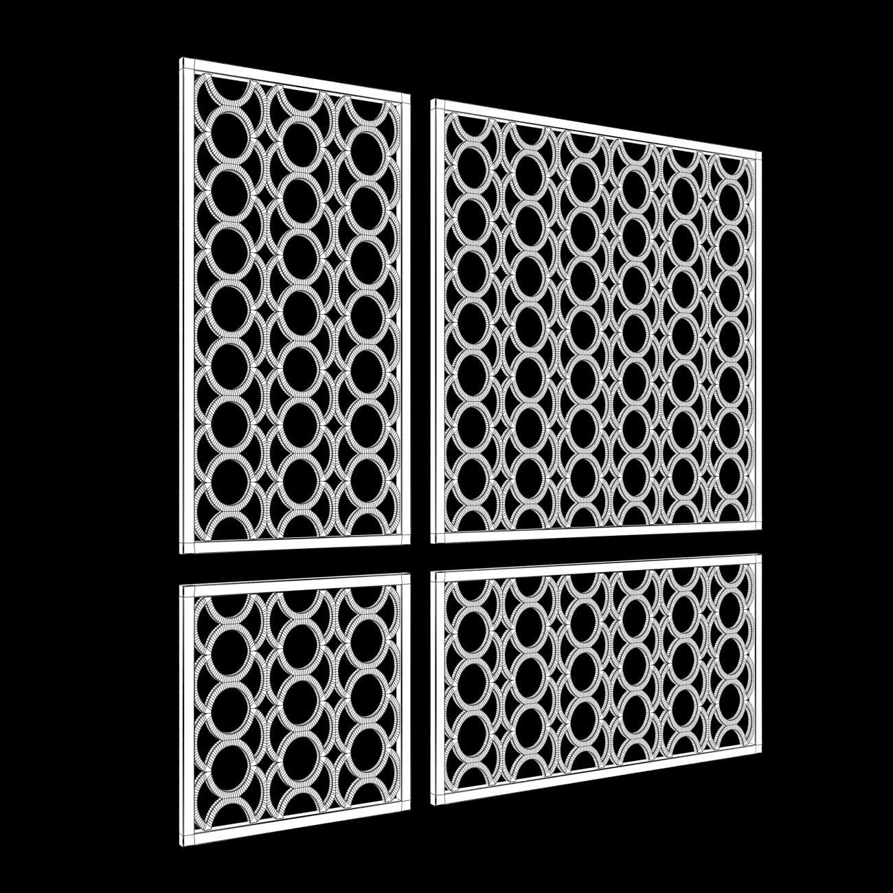 Wood Arabic Islamic pattern decorative grill screen 3D model_4