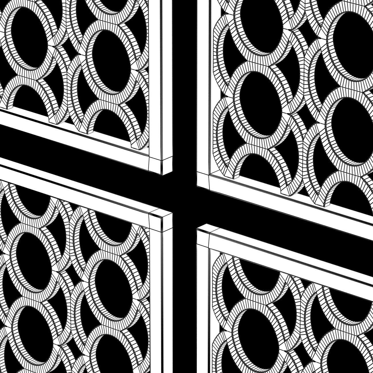 Wood Arabic Islamic pattern decorative grill screen 3D model_5
