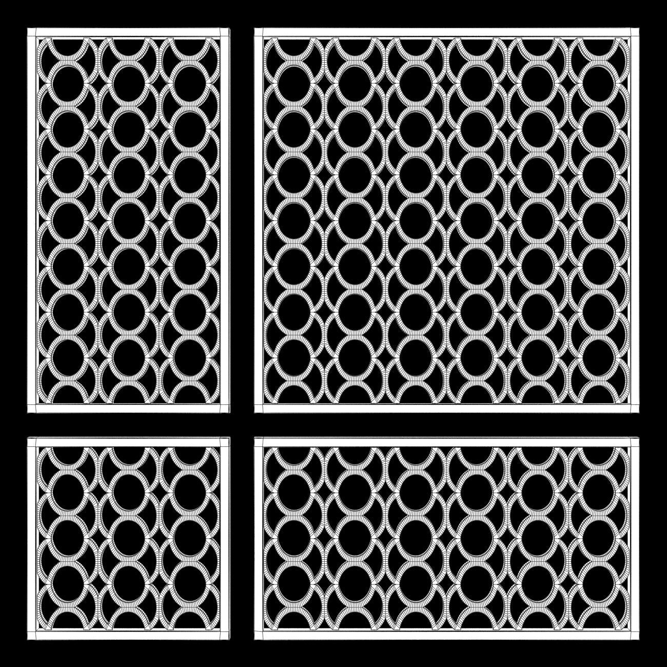 Wood Arabic Islamic pattern decorative grill screen 3D model_3