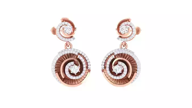 Spiral Flower High Jewelry Diamond Earrings 3dm stl renders