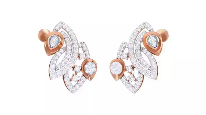 Leaves High Jewelry Diamond Earrings 3dm stl renders details