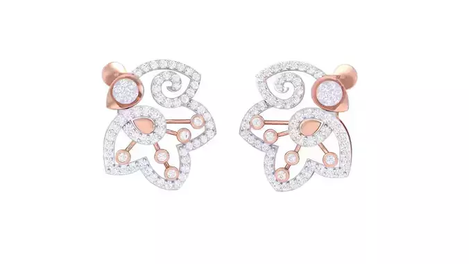 High Jewelry Diamond Earrings 3dm stl renders details