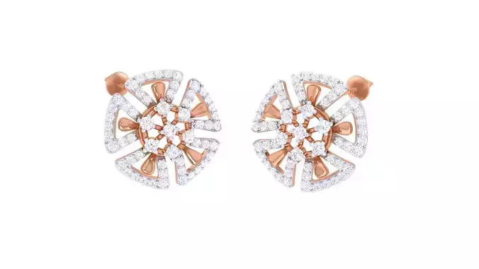 Flower High Jewelry Diamond Earrings 3dm stl renders details 3D print model