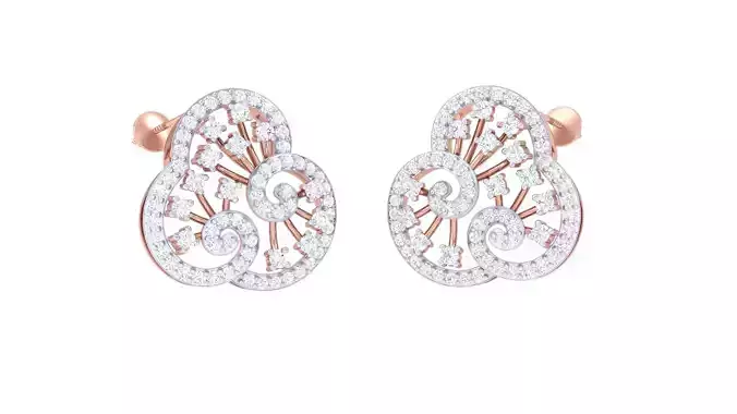 Flower High Jewelry Diamond Earrings 3dm stl renders details 3D print model