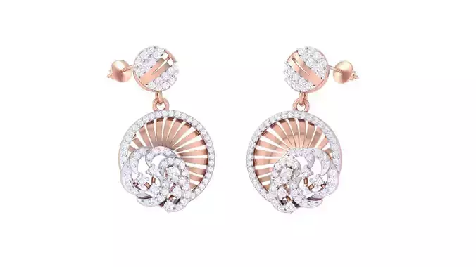 Wire Mesh High Jewelry Diamond Earrings 3dm stl renders details