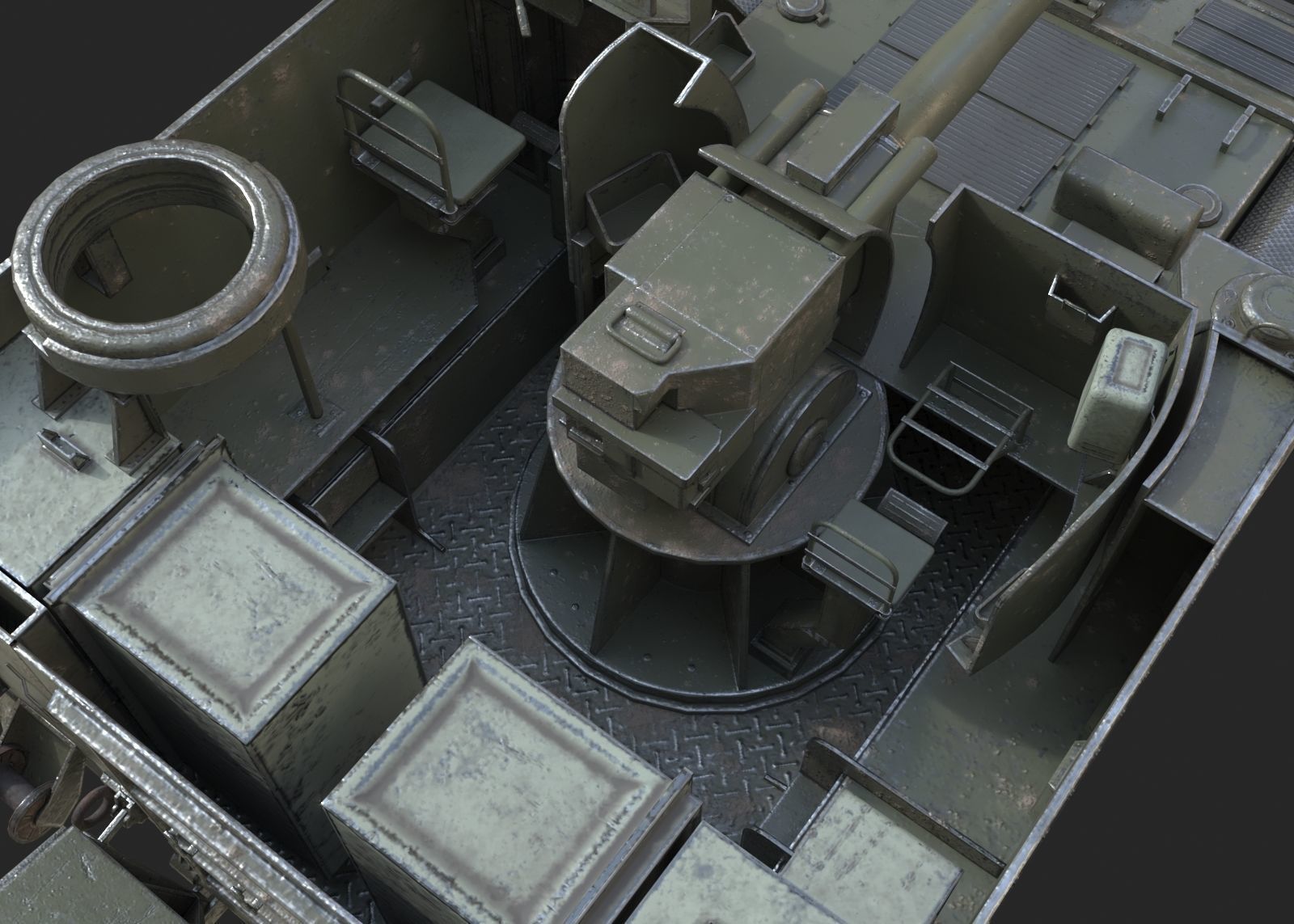 Vietnam War USA Army M44 155mm self-propelled howitzer Low-poly 3D model_4