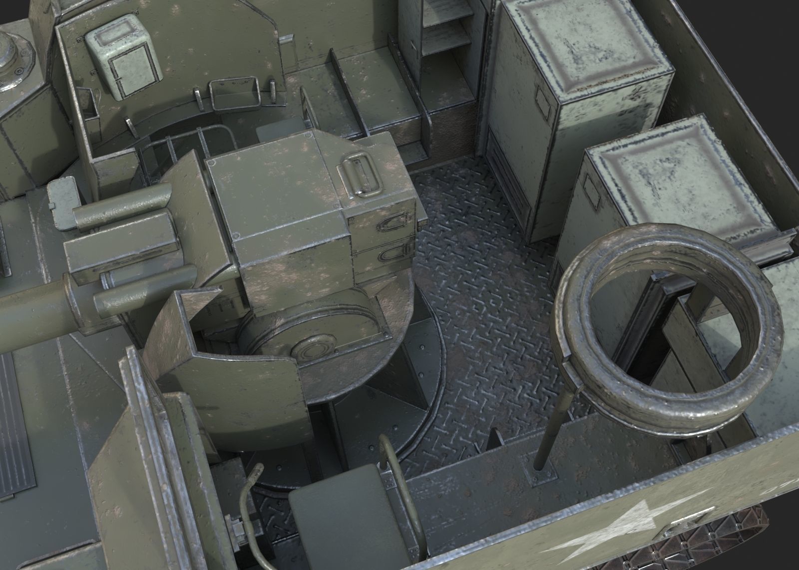 Vietnam War USA Army M44 155mm self-propelled howitzer Low-poly 3D model_3