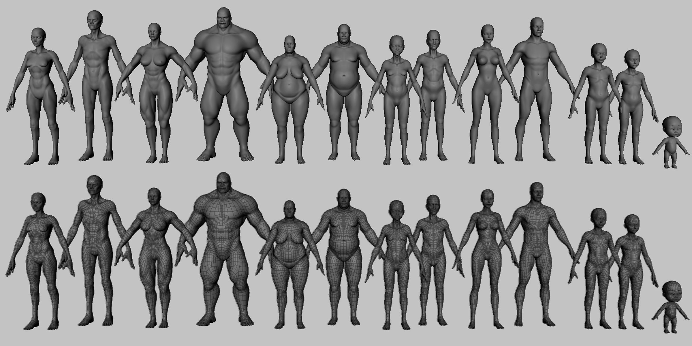 13 BaseMesh Pack 3D Model Collection_2