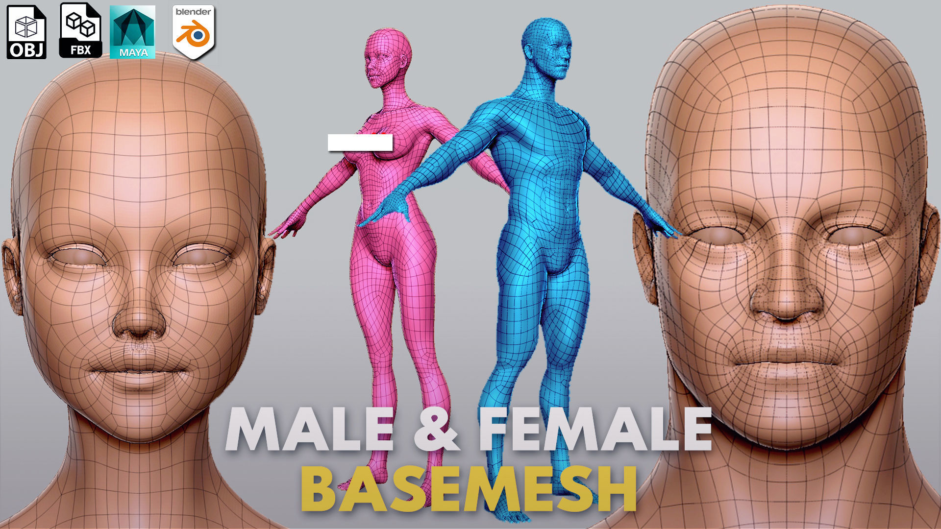13 BaseMesh Pack 3D Model Collection_10