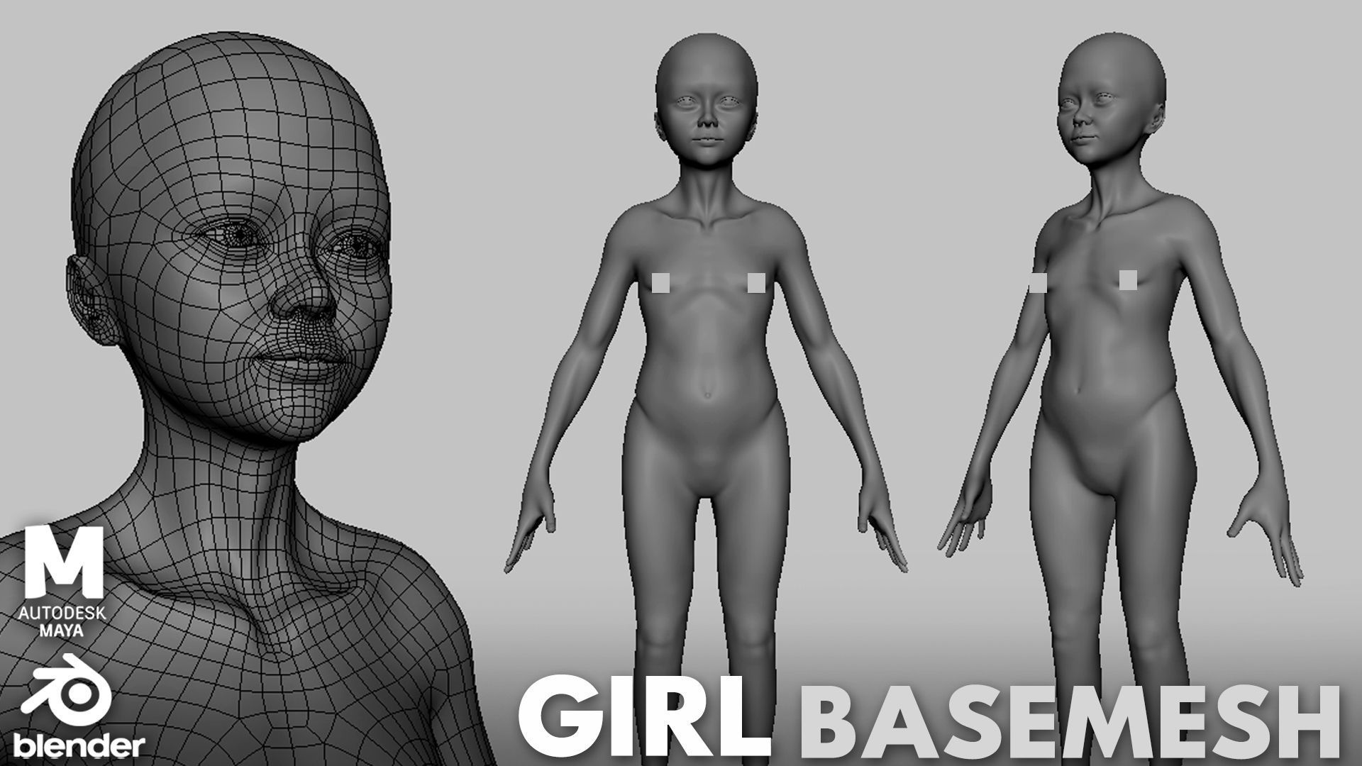 13 BaseMesh Pack 3D Model Collection_24