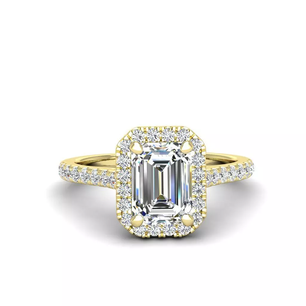 Engagement ring Mia emerald 3D print model_0