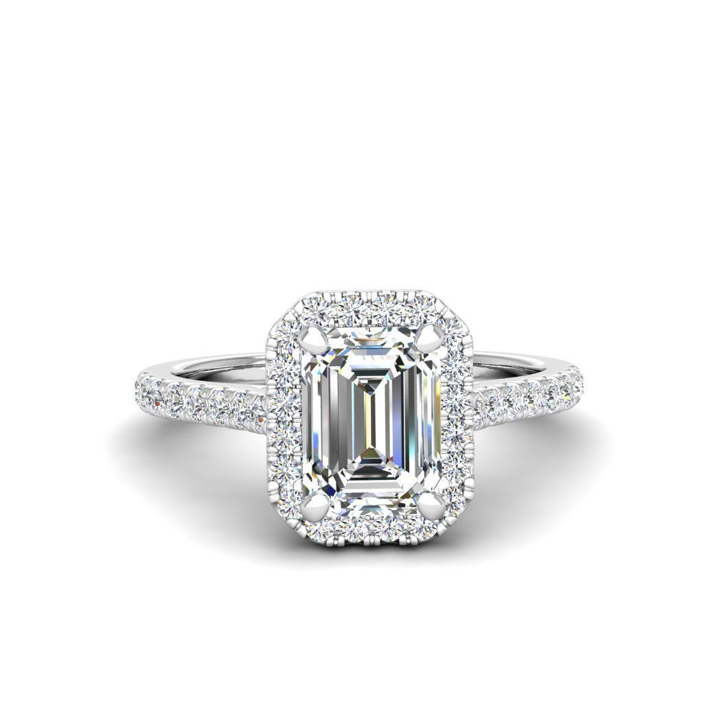 Engagement ring Mia emerald 3D print model_1