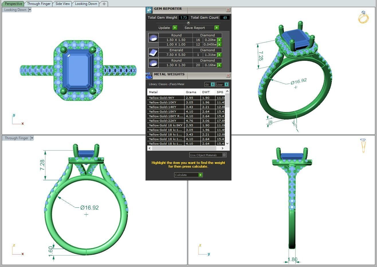 Engagement ring Mia emerald 3D print model_11