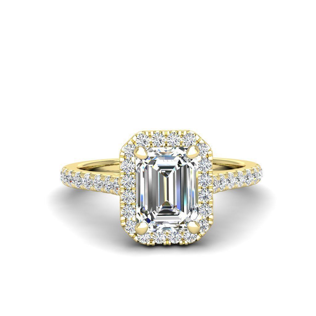 Engagement ring Mia emerald 3D print model_16