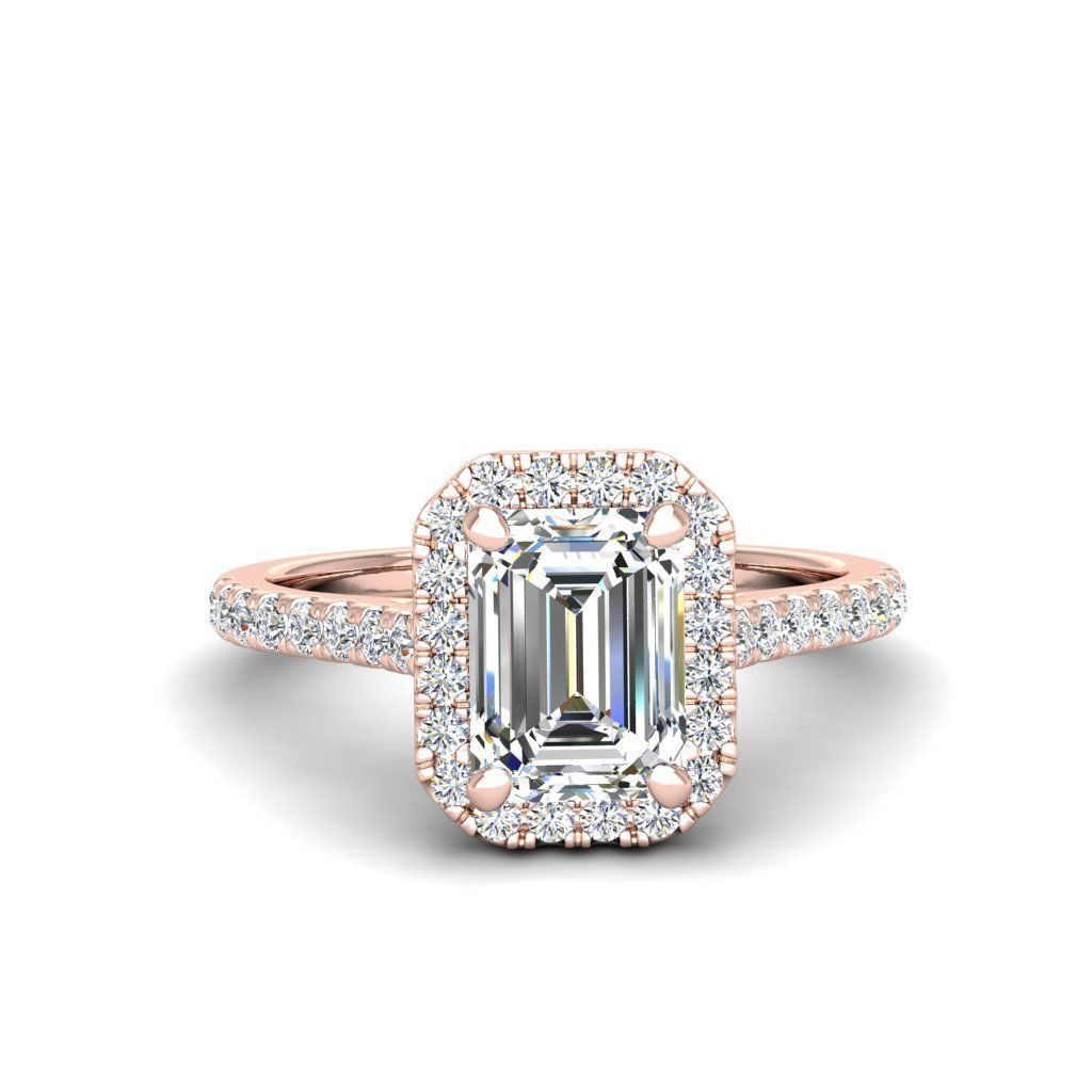 Engagement ring Mia emerald 3D print model_2