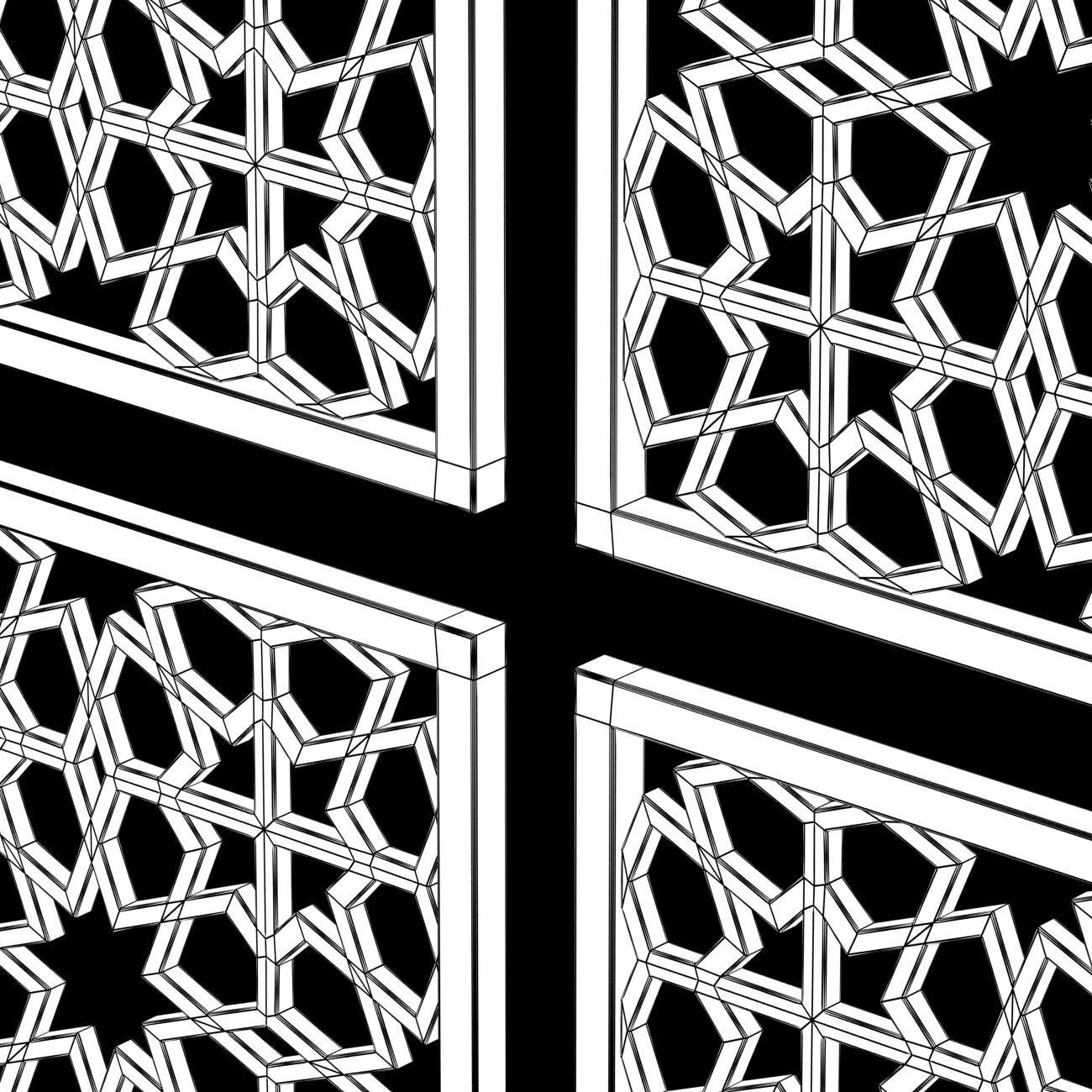  Wood Arabic Islamic pattern decorative grill screen 3D model_2