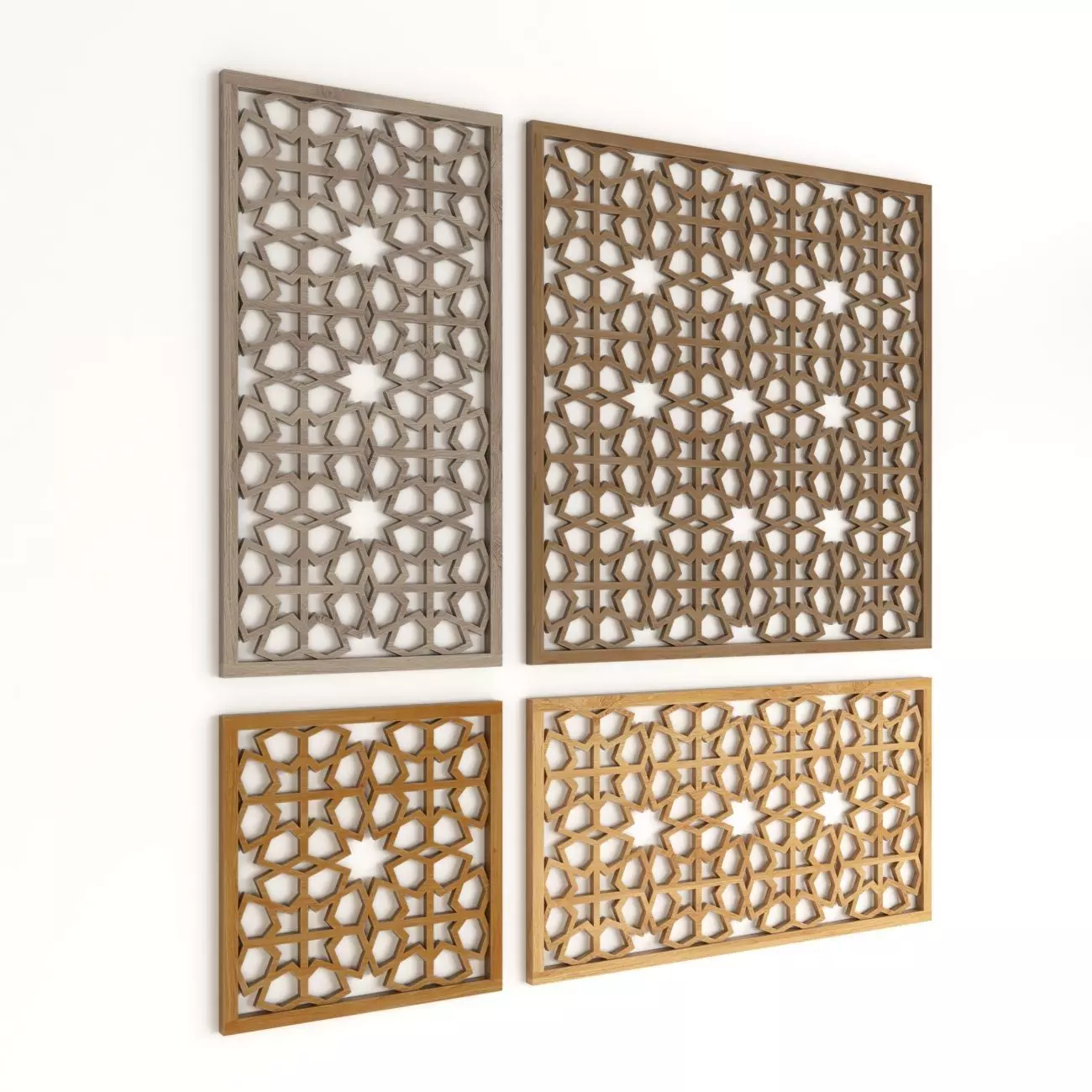  Wood Arabic Islamic pattern decorative grill screen 3D model_0