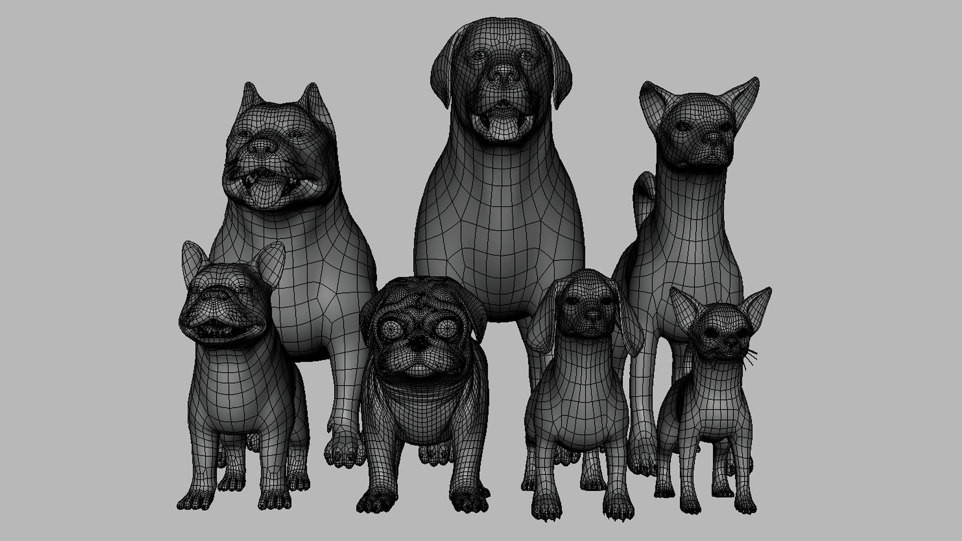 Mega Dog Pack BaseMesh Low-poly 3D model_4