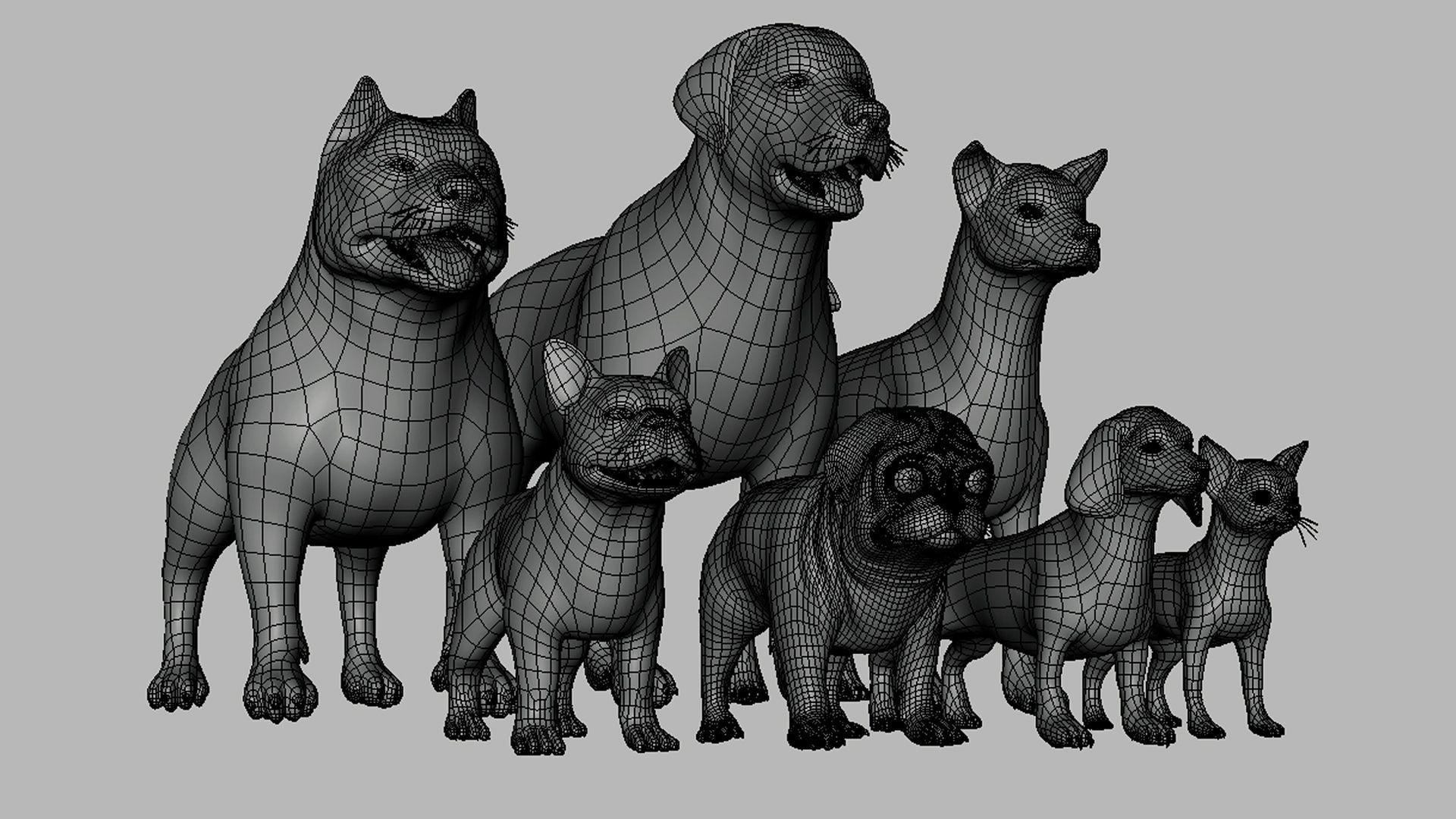 Mega Dog Pack BaseMesh Low-poly 3D model_2