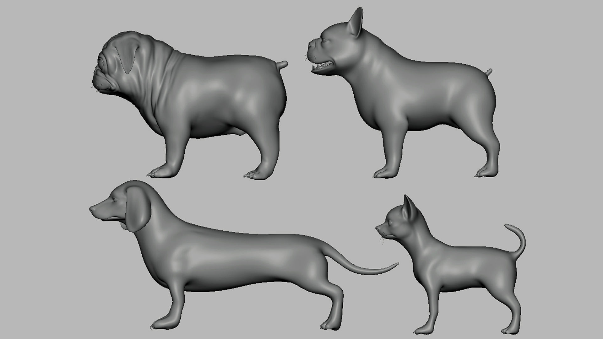 Mega Dog Pack BaseMesh Low-poly 3D model_9