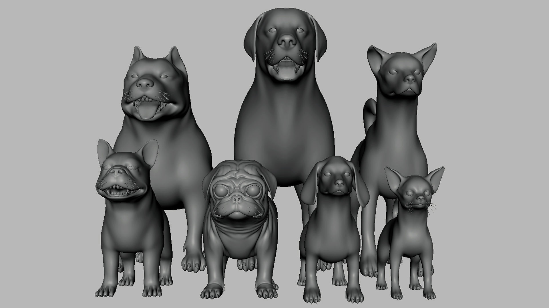 Mega Dog Pack BaseMesh Low-poly 3D model_3