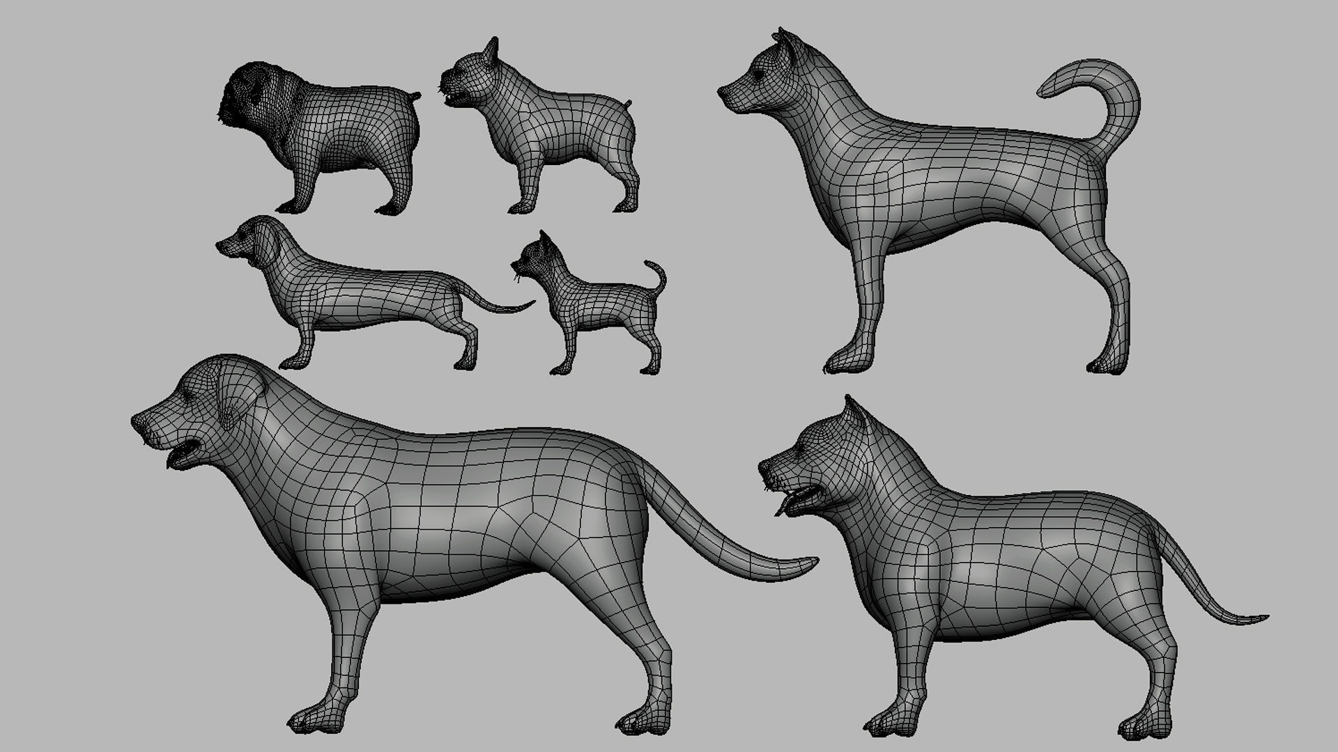 Mega Dog Pack BaseMesh Low-poly 3D model_8