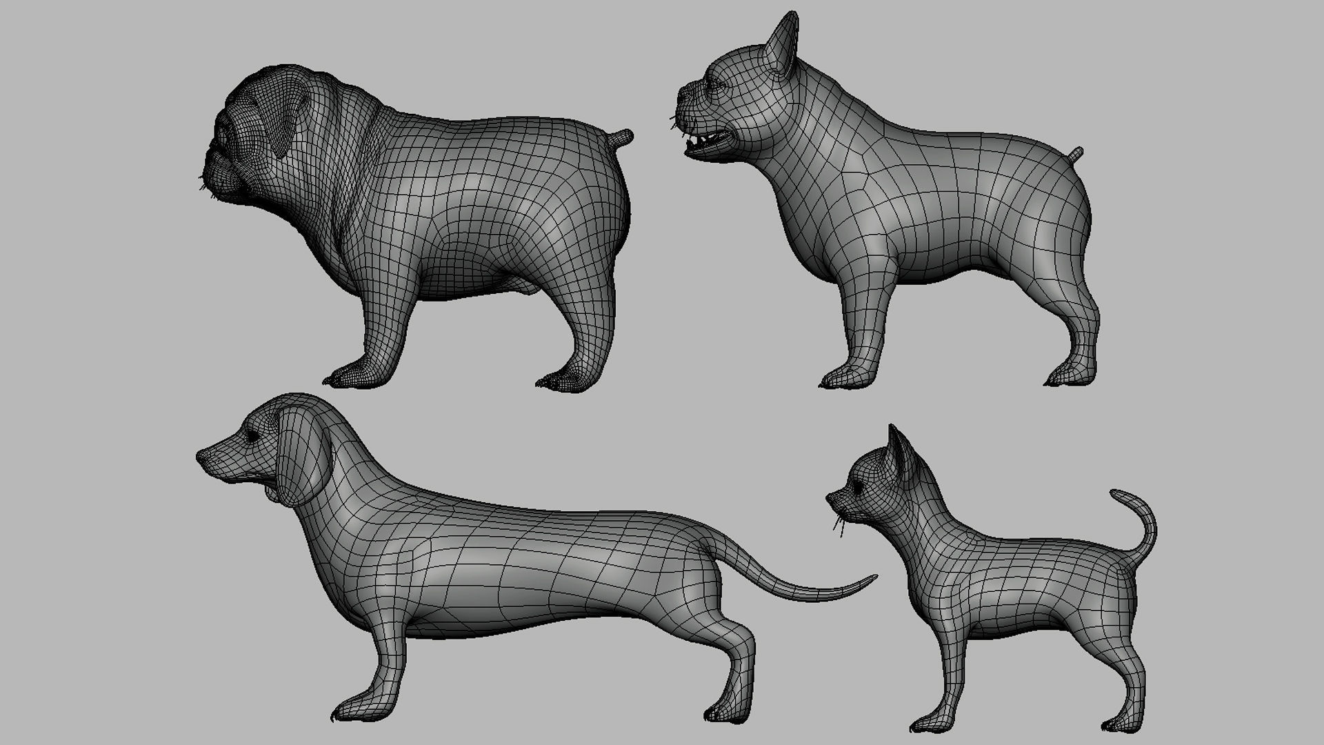 Mega Dog Pack BaseMesh Low-poly 3D model_10