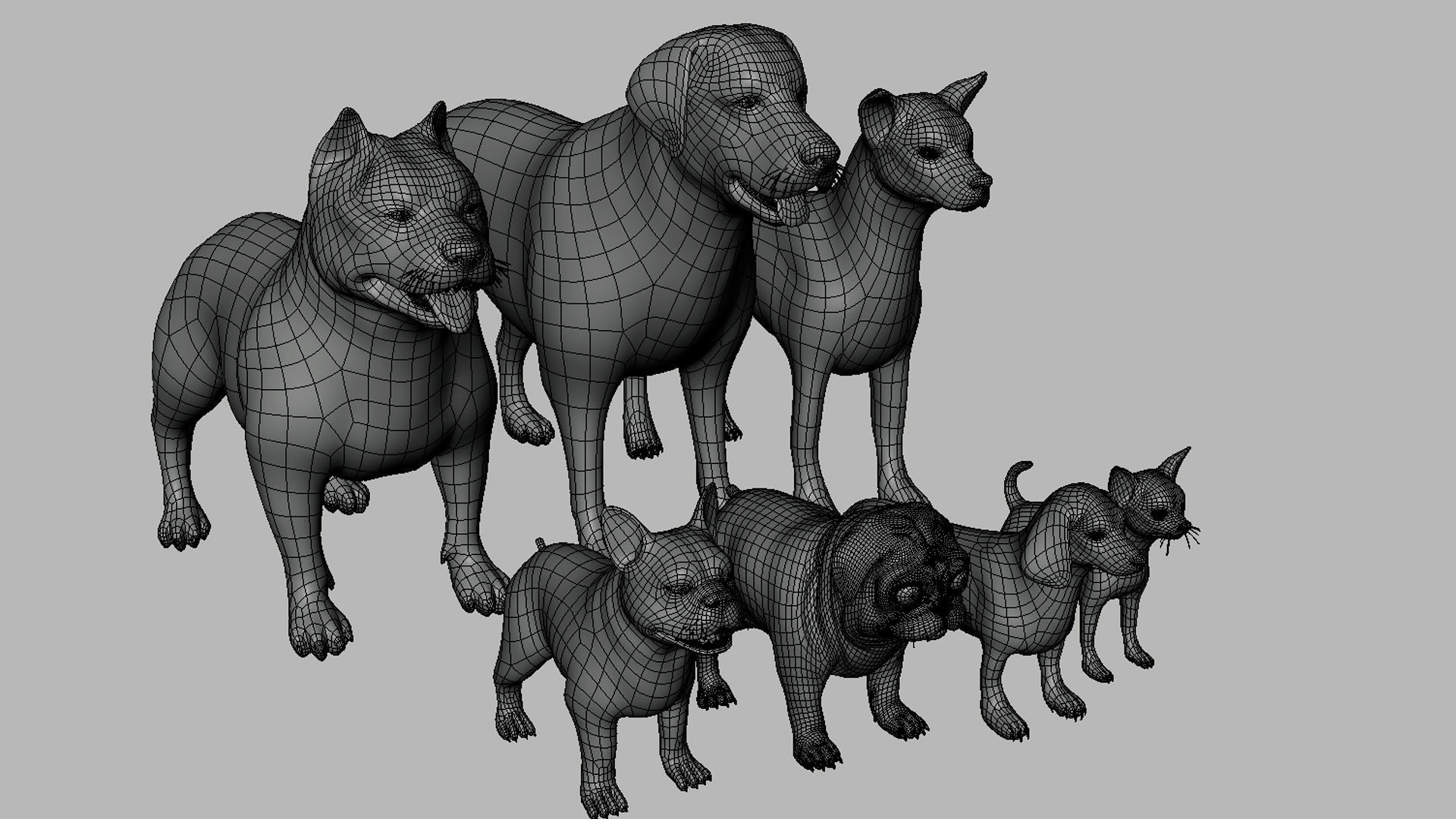 Mega Dog Pack BaseMesh Low-poly 3D model_6