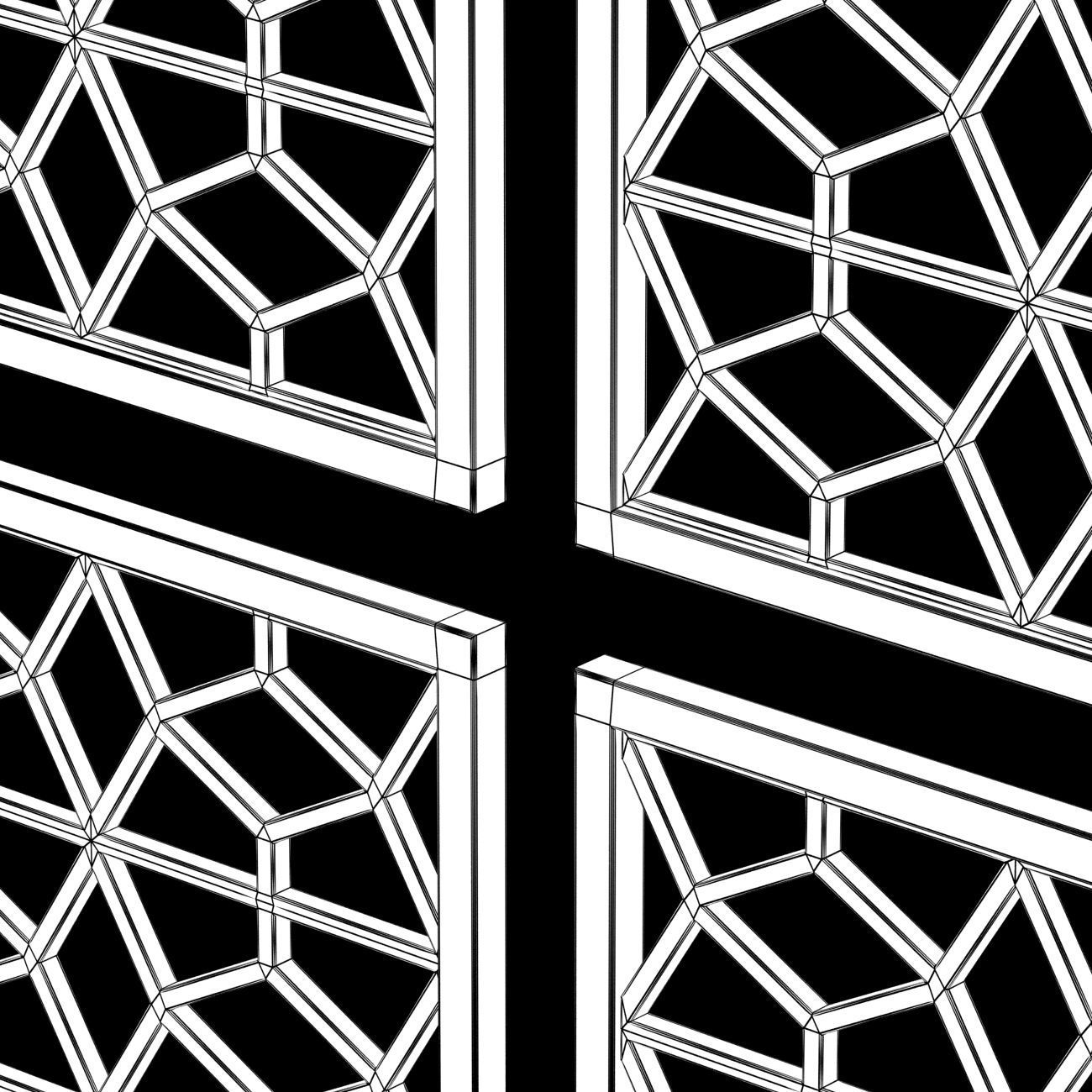 Wood Arabic Islamic pattern decorative grill screen 3D model_4